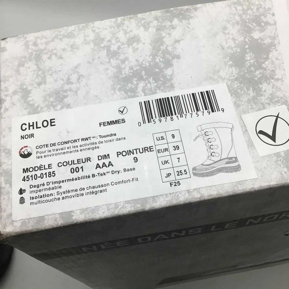 Baffin Chloe Womens Black Waterproof Winter Snow Boots 4510-0185 Size 9 NEW
